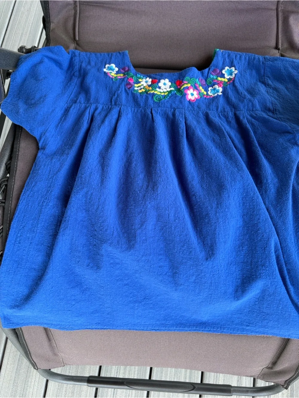 YZXDORWJ Blue Embroidered Floral Women's Top - Picture 3 of 7